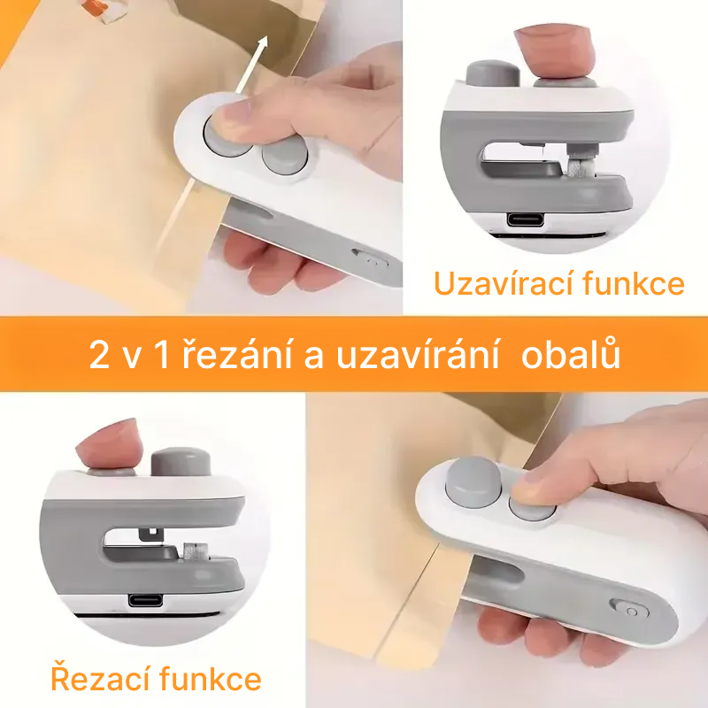 Mini zatavovač sáčků s USB nabíjením