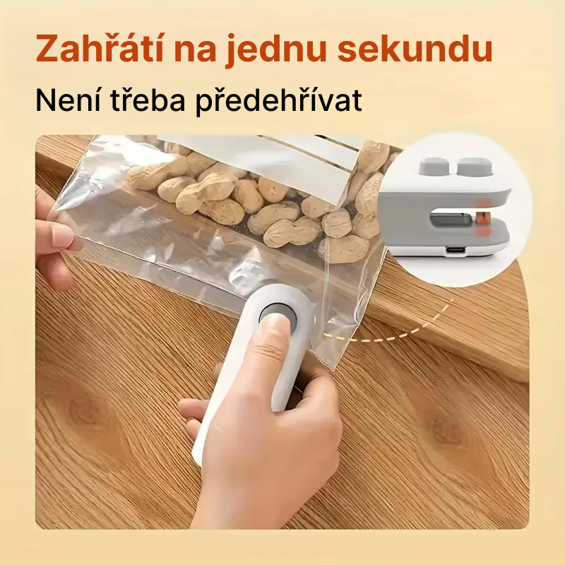 Mini zatavovač sáčků s USB nabíjením