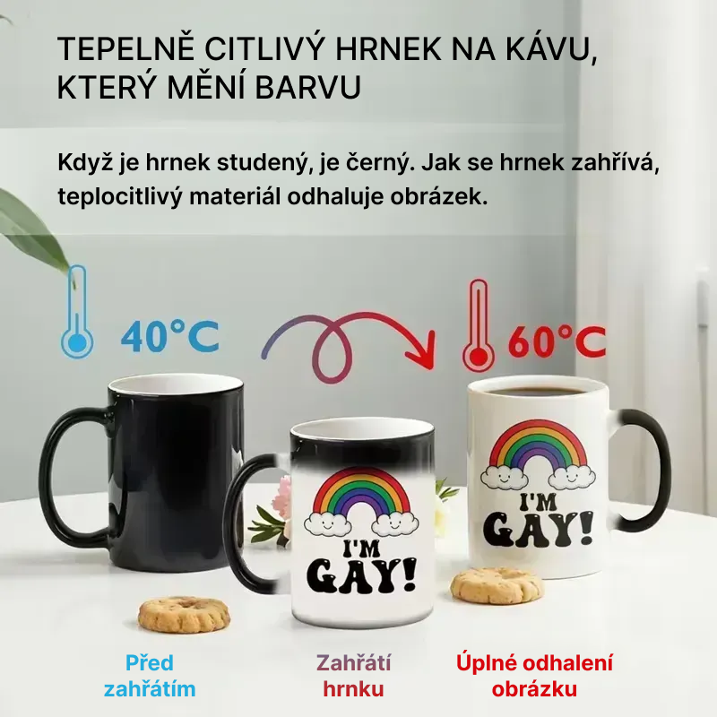 Citlivý hrnek na teplo s měnícím se obrázkem